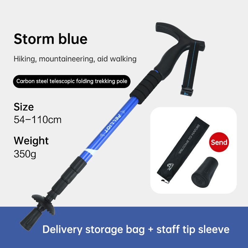 Outdoor telescopic climbing stick aluminum alloy crutches portable walking stick portable climbing equipment