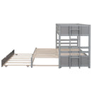 Twin over Pull-out Bunk Bed with Trundle Gray