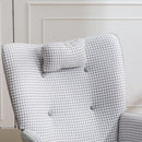 35.5 inch Rocking Chair Soft Houndstooth Fabric Leather Fabric Rocking Chair (light grey)