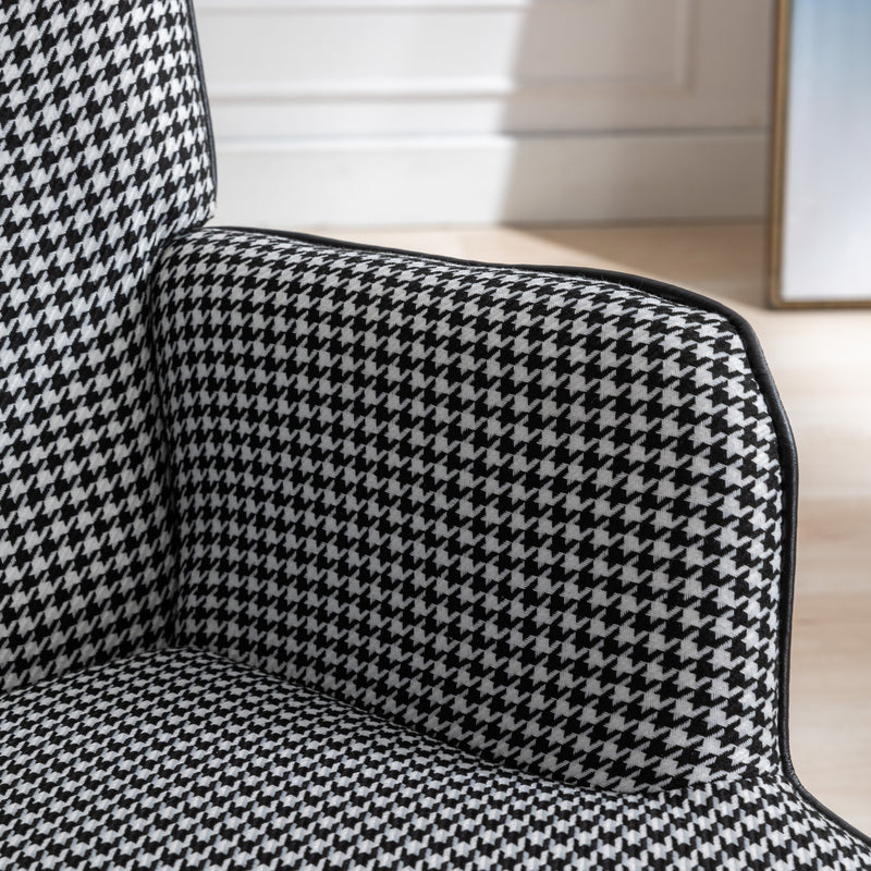 35.5 inch Rocking Chair Soft Houndstooth Fabric Leather Fabric Rocking Chair (black)