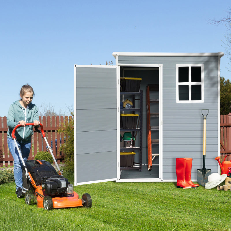 5x3ft Resin Outdoor Storage Shed Kit-Perfect to Store Patio Furniture Grey