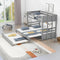 Twin over Pull-out Bunk Bed with Trundle Gray