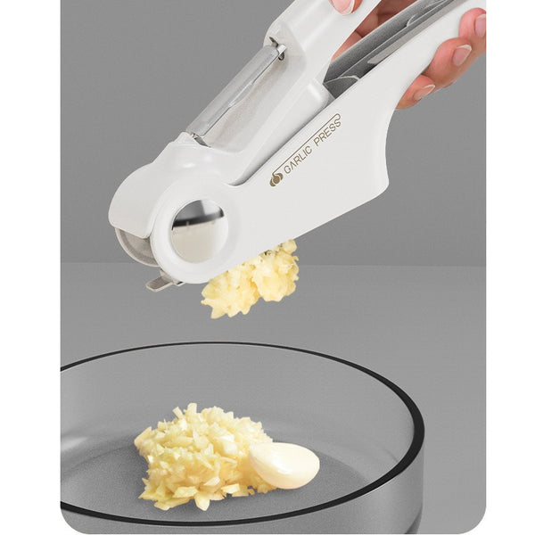 4 in 1 Multifunctional Garlic Mincer and Slicer Ergonomic Handle Food-Grade ABS and Stainless-Steel Garlic Press Can Opener