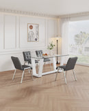 Table and chair set rectangular dining table equipped with 0.4 "tempered glass tableto (1 table and 4 chairs)