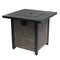 40000BTU Square Propane Fire Pit Table Steel Tabletop with Textilene Side Panel Steel Lid and Rocks