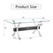 Dining table Modern tempered glass dining table Large modern office desk with silver plated metal legs and MDF crossbars