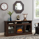 Contemporary TV Media Stand Modern Entertainment Console with 18" Fireplace Insert for TV Up to 65" with Open