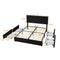 Queen Size Bed Frame with LED Lights USB Charging Station Black Textured Paint Bed Frame Black