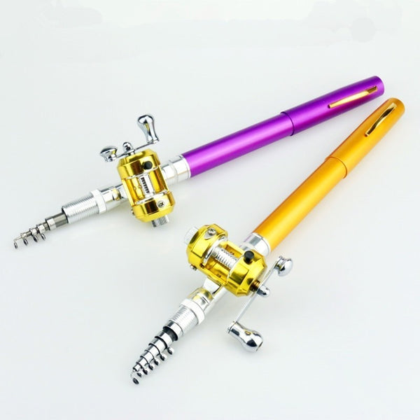 Portable Pocket Telescopic Mini Fishing Rod Pole Pen Shape Folded Fishing Rod With Reel Wheel For Outdoor River Lake Fishing