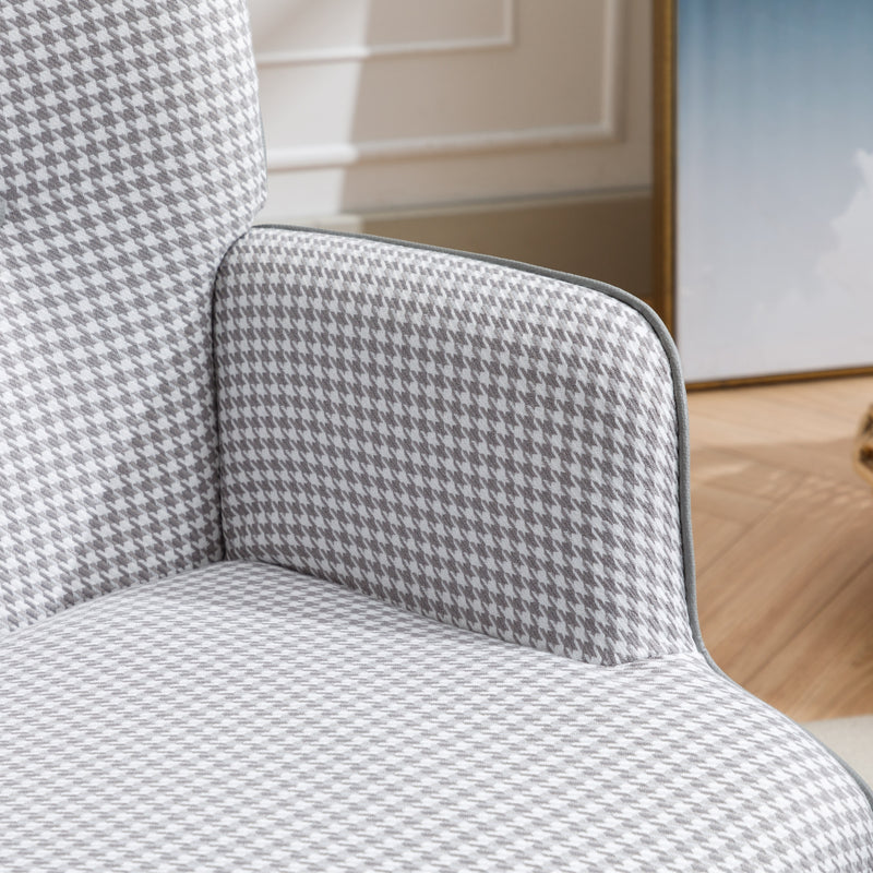 35.5 inch Rocking Chair Soft Houndstooth Fabric Leather Fabric Rocking Chair (light grey)