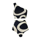 Colorblock Round Print Swimsuit Suit Sexy One Shoulder High Waist Cut Two Piece Bikini Backless Elegant Beachwear Women