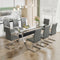 Dining table Modern tempered glass dining table Large modern office desk with silver plated metal legs and MDF crossbars