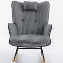 35.5 inch Rocking Chair Soft Houndstooth Fabric Leather Fabric Rocking Chair (black)