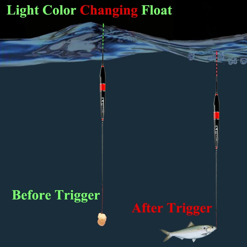 Smart Fishing Float Bite Alarm Fish Bite Bait LED Light Color Change Automatic Night Electronic Changing Buoy Strike Intelligent