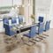 Dining table Modern tempered glass dining table Large modern office desk with silver plated metal legs and MDF crossbars