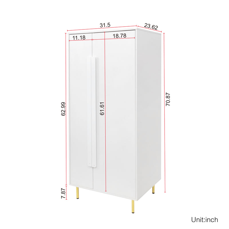 Armoire with 2 Doors with Handle for bedroom White