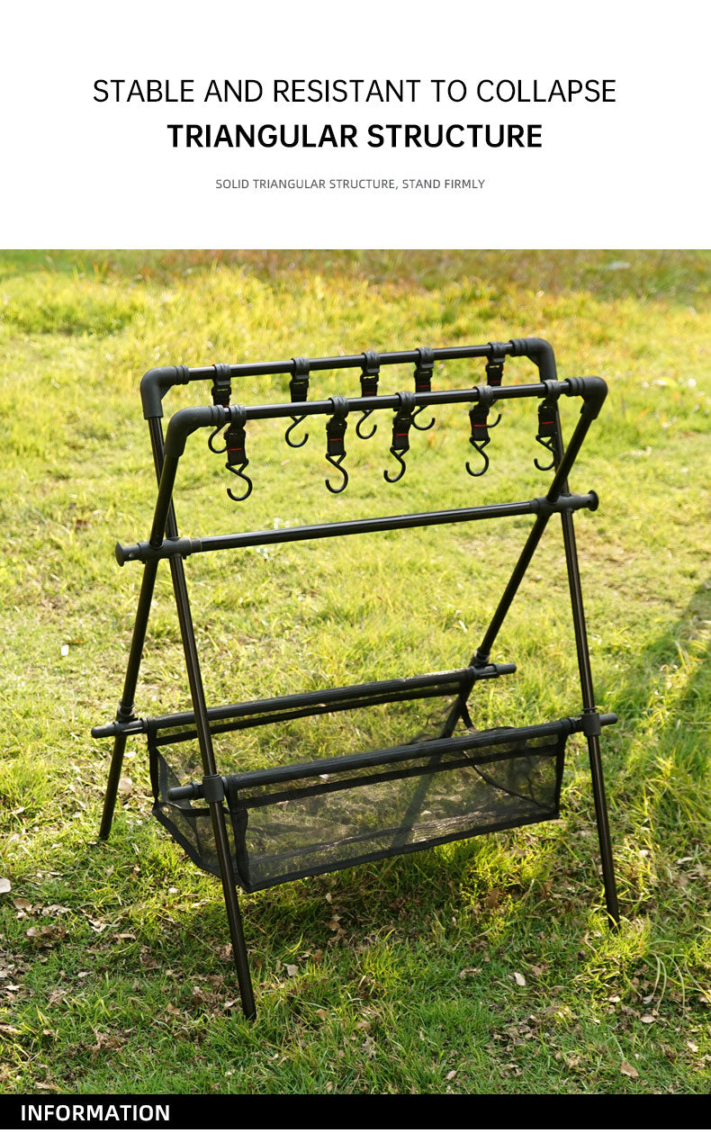 Outdoor camping folding shelf camping car drying rack drying net drying rack storage rack