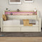 Twin Size Daybed with Storage Drawers Upholstered Daybed with Charging Station and LED Lights Beige