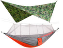 260x140cm Outdoor Double Camping Hammock with Mosquito Net and Rain Fly Tarp Lightweight Parachute Hammocks for Travel Hiking