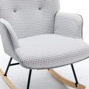 35.5 inch Rocking Chair Soft Houndstooth Fabric Leather Fabric Rocking Chair (light grey)