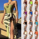 Women's one-piece swimsuit multi-color hollow gem suspender French two-piece long skirt swimsuit bikini