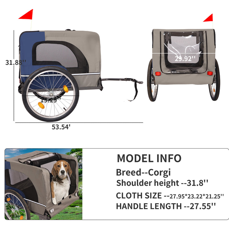 Tangkula Dog Bike Trailer Breathable Mesh Dog Cart with 3 Entrances Safety Flag 8 Reflectors