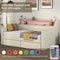 Twin Size Daybed with Storage Drawers Upholstered Daybed with Charging Station and LED Lights Beige