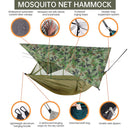 260x140cm Outdoor Double Camping Hammock with Mosquito Net and Rain Fly Tarp Lightweight Parachute Hammocks for Travel Hiking