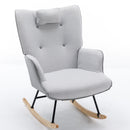 35.5 inch Rocking Chair Soft Houndstooth Fabric Leather Fabric Rocking Chair (light grey)