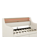 Twin Size Daybed with Storage Drawers Upholstered Daybed with Charging Station and LED Lights Beige