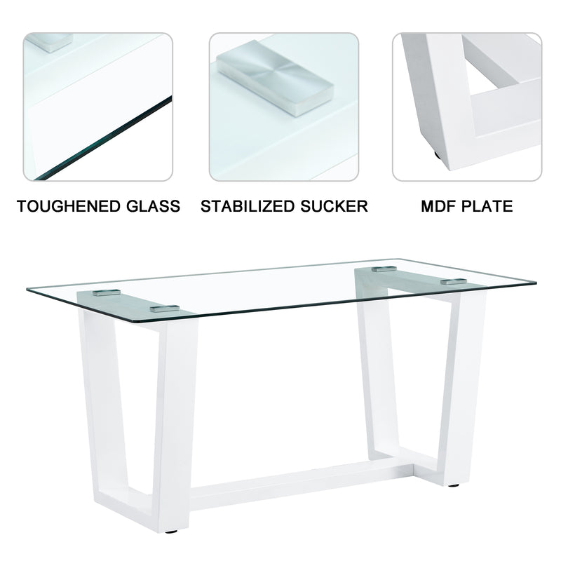 Table and chair set rectangular dining table equipped with 0.4 "tempered glass tableto (1 table and 4 chairs)