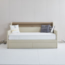 Twin Size Daybed with Storage Drawers Upholstered Daybed with Charging Station and LED Lights Beige