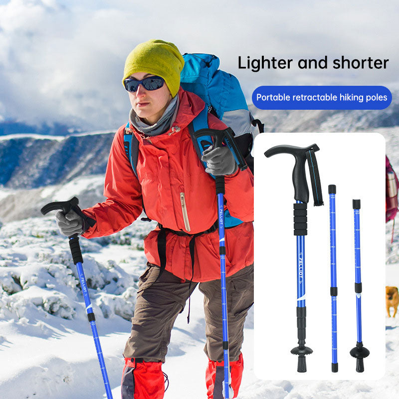 Outdoor telescopic climbing stick aluminum alloy crutches portable walking stick portable climbing equipment