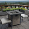 40000BTU Square Propane Fire Pit Table Steel Tabletop with Textilene Side Panel Steel Lid and Rocks