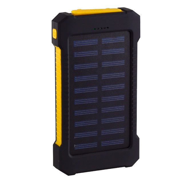 For Smartphone with LED Light Solar Power Bank Waterproof 20000mAh Charger 2 USB Ports External Charger Powerbank