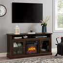 Contemporary TV Media Stand Modern Entertainment Console with 18" Fireplace Insert for TV Up to 65" with Open