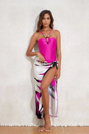 Women's one-piece swimsuit multi-color hollow gem suspender French two-piece long skirt swimsuit bikini