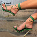 Summer Green White  Ankle Strap Women Sandals