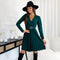 Autumn Winter Mini Casual V-Neck Dress