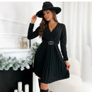 Autumn Winter Mini Casual V-Neck Dress