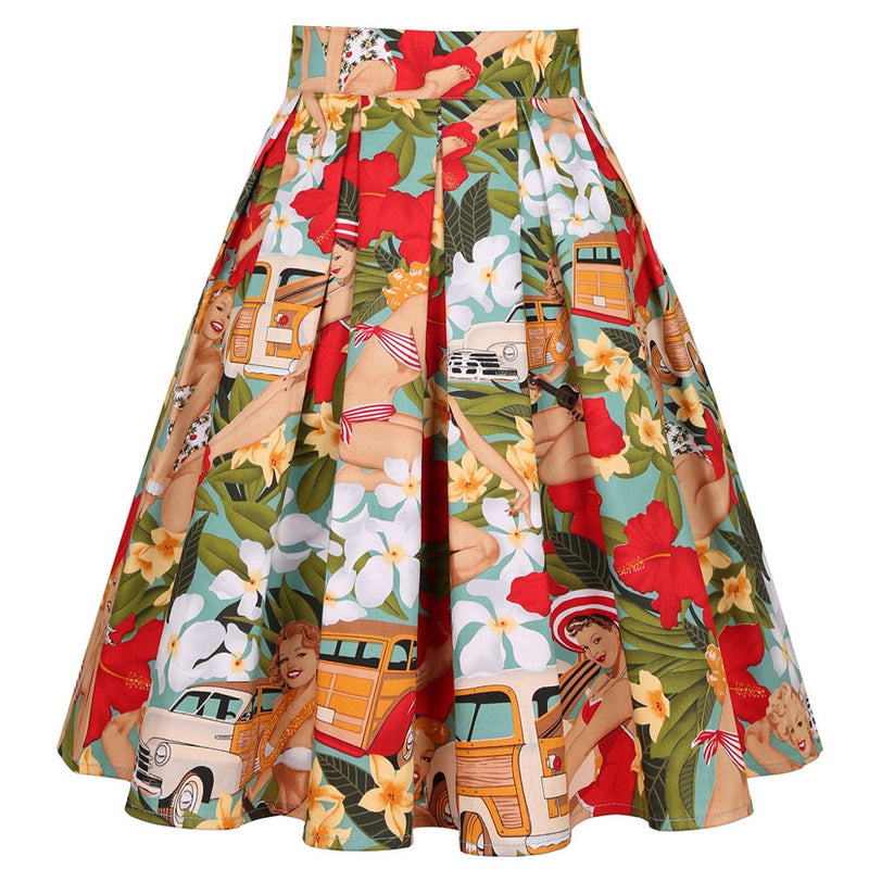 Retro Vintage Women Midi Skirts