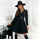 Autumn Winter Mini Casual V-Neck Dress