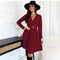 Autumn Winter Mini Casual V-Neck Dress