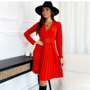 Autumn Winter Mini Casual V-Neck Dress