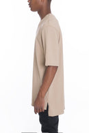 V NECK TEE- KHAKI