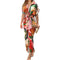 Wefads Women Lapel Tie Leaf Print Midi Dress