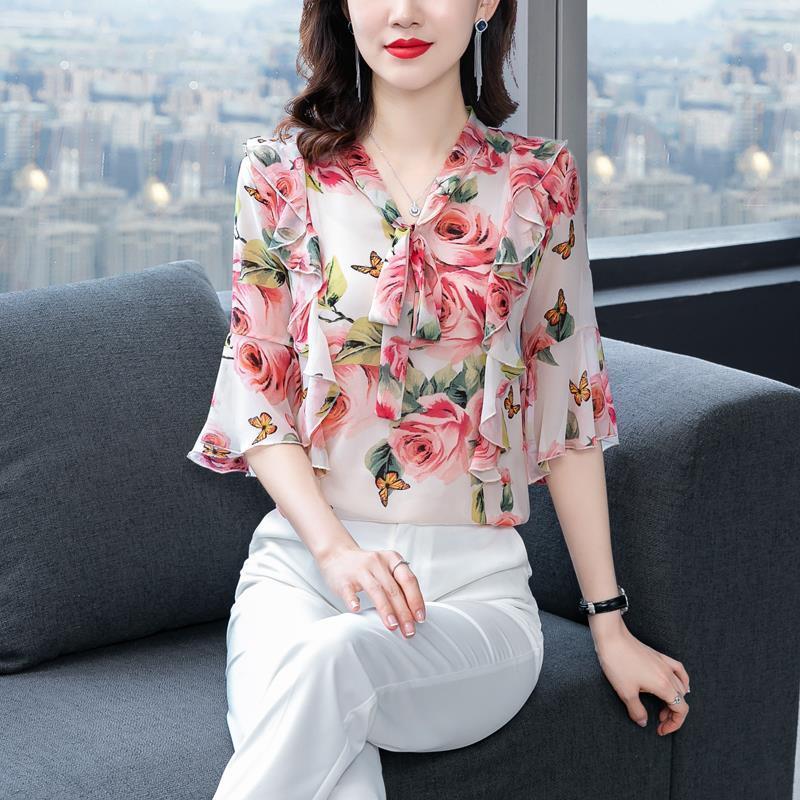 Sweet Lady Top Flower Printed Blouse