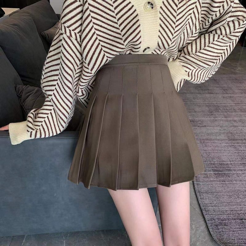 Women High Waist Pleated Skirt