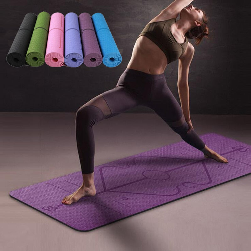 1830*610*6mm Non Slip Yoga Mat with Position Line